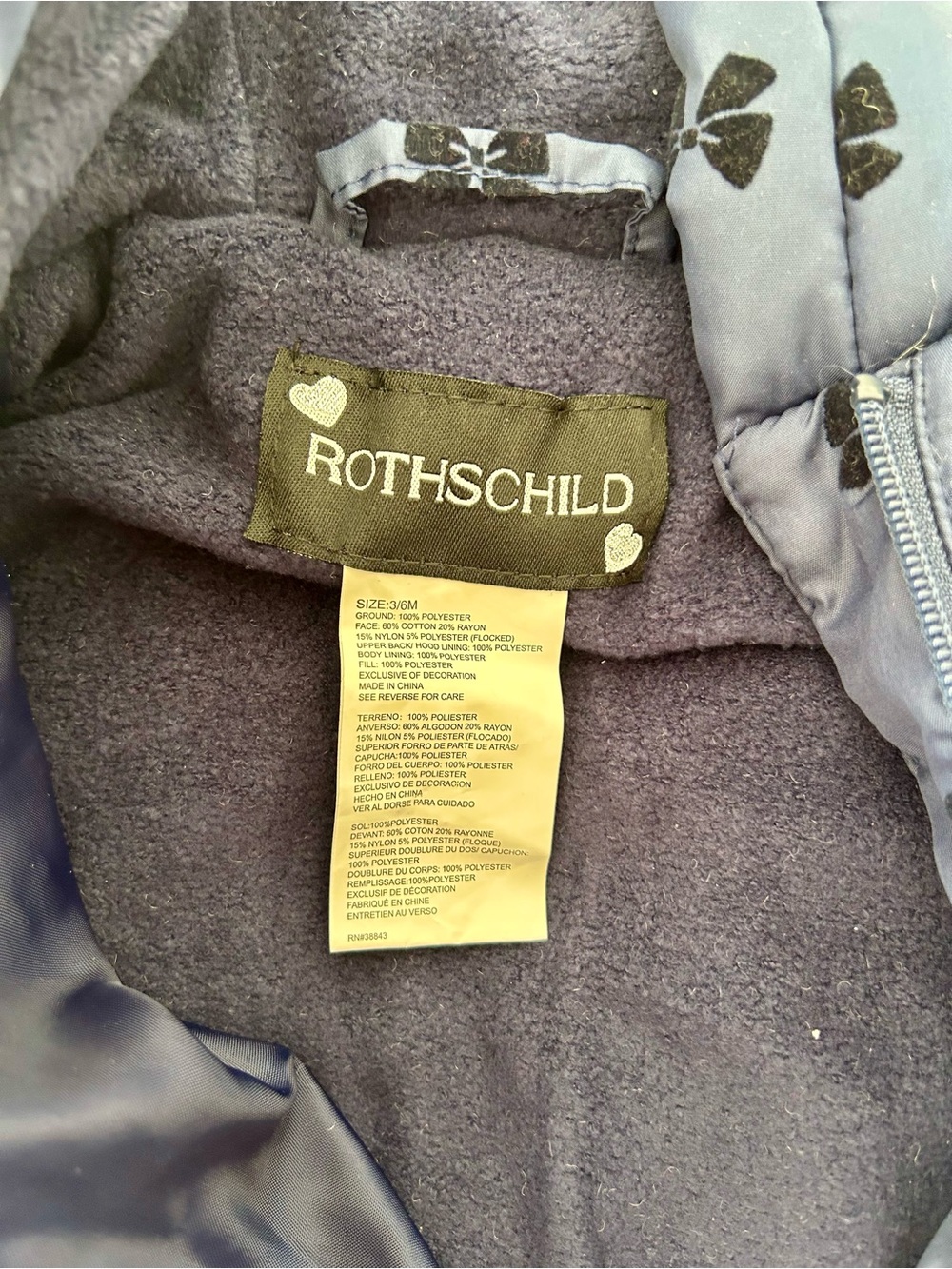 Rothschild Navy and Black Bow-Print Infant Jacket - Picture 6 of 6